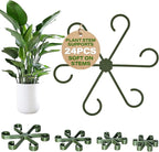24PCS Forest Green Plant Stem Support, Invisible Stem Supports for Indoor Plants, Monstera Plant Support for Healthy Growth, 4 Sizes Climbing Houseplant Holders, Reusable Plant Accessories