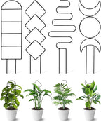 4 Pack Indoor Climbing Plant Trellis, Small Trellis for Potted Plants Outdoor, Metal Garden Trellis Plant Support Trellis with Different Patterns for Vine Ivy Flower (Black)