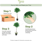 Nearly Natural 74in Artificial Triple Trunk Ficus Tree, Faux Greenery with Natural Wood Trunks for Indoor Home Decor
