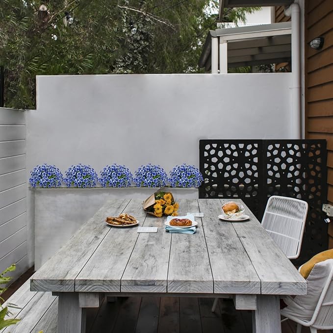21 Bundles Artificial Outdoor UV Resistant Flowers No Fade Fake Outside Flowers Plastic Greenery Faux Shrubs Garden Porch Window Box Home Decoration(Blue)