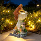 HUYIENO Solar Garden Statue Outdoor Decor Ornament Waterproof Solar Powered LED Lights for Yard, Patio, Lawn Gift for Mom, Women, Housewarming Squirrel