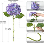 ZYTUYO 4 Pcs Bright Purple Real Touch Hydrangea Artificial Flowers Boho Lifelike Real Looking Latex Hydrangeas Flower with 20'' Long Stem for Indoor Xmas Home Decor Christmas Table Centrepiece