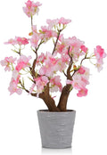 TOARTi Artificial Pink Cherry Blossom Potted Plant with Pot, 9.8" Tall Fake Flowers Faux Plant Desk Decor, Realistic Decorative Plants Indoor Decor for for Home Bedroom Bathroom Office Desk