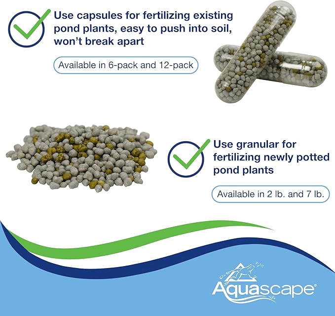 Aquascape Once-A-Year Pond Plant Fertilizer, Granular, 7 Lb / 3.18 Kg, Long-Lasting Nutrients for Water Garden Plants, 89014