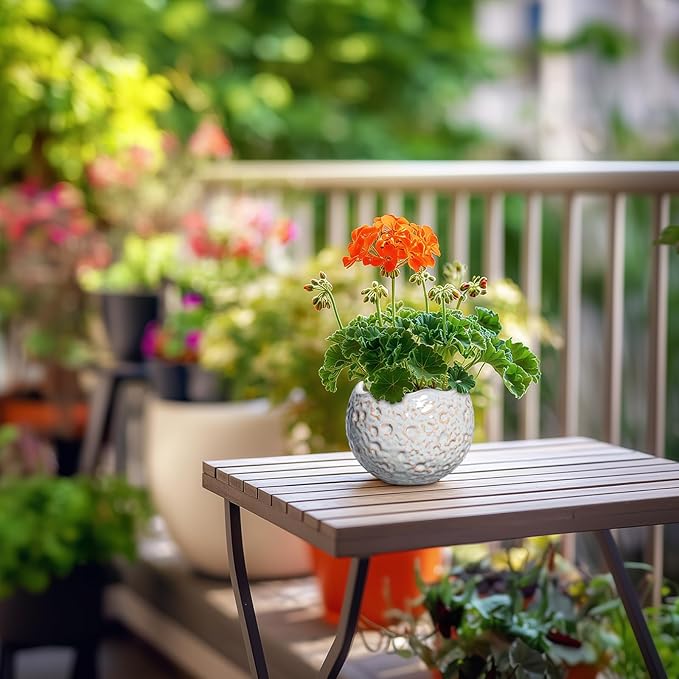 4 Inch Plant Pots - Ceramic Flower Pot for Indoor Outdoor Plants, Small Plant Pot with Drainage Hole and Plug, Round Planter, Unique Plant Pots, Home Decor, Gardening Gifts for Women, Grey
