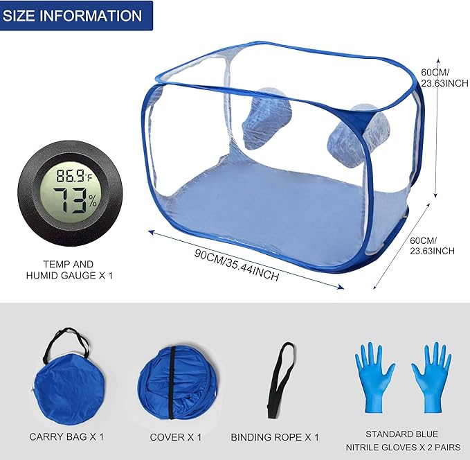 Portable Still Air Box Mycology with Pop Up Mushroom Growing Kit - Ideal for Mushroom Cultivation in Office and Mycology Enthusiasts (Blue)