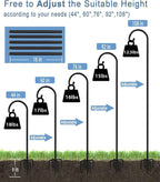 Artigarden 108 inch Outdoor Shepherd Hook with 7 Prong Base (1 Pack), Adjustable Heavy Duty Garden Hanging Stake for Bird Feeder Solar Light Plant Hanger Wedding Decor, Matte Black