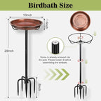 Gtongoko 10" Dia Bowl Small Metal Bird Bath for Outside Heavy Duty, 29" Height Bird Feeder Birdbaths for Outdoors, Garden Bird Bath Bowl with 5-prongs Base