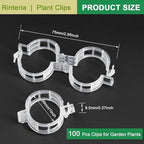 Tomato Clips for Climbing Plants 100 Pack, Plant Support Clips & Garden Clips for Vegetables Vine, Clear Reusable Plastic Plant Clips Indoor Outdoor Gardening