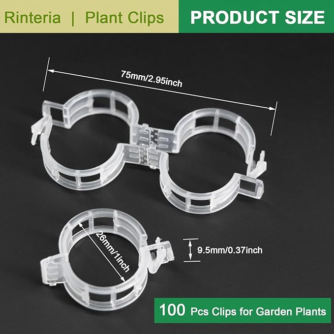 Tomato Clips for Climbing Plants 100 Pack, Plant Support Clips & Garden Clips for Vegetables Vine, Clear Reusable Plastic Plant Clips Indoor Outdoor Gardening