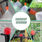 Drip Irrigation System - Irrigation System for Garden w/ 1/4" & 1/2" Fast-Lock Tubing - Adjustable Nozzles & Sprinklers Garden Watering System(164FT Kits)