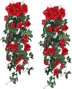 RECUTMS Artificial Hanging Rose Flowers for Outdoors 2PCS 3.3Ft Rose Vine Garlands for Decoration Artificial Hanging Plants for Home Living Room Garden Wedding Indoor Outside Decor