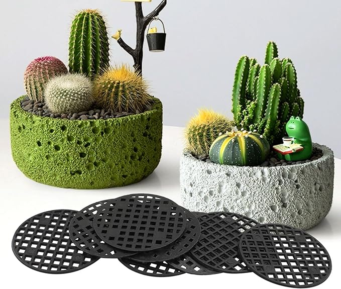 150 Pcs 45mm Plant Pot Mesh Hole Covers Pads, Flower Pot Hole Mesh Pads Plastic Bottom Grid Mat Round Meshs Screen Pot Bottom Gasket Bonsai Drainage Screen