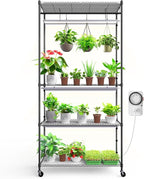 Barrina CX3 Plant Stand with Grow Light, 4-Tier, 3FT 5000K, 108W Full Spectrum Indoor DIY Plant Shelf with Lights, Flower Pot Display Rack, Greenhouse, Wheel, Mechanical Timer, 35.4"x13.8"x70.9"