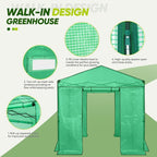 EAGLE PEAK 8x8 Portable Walk in Greenhouse, Pop Up Indoor Outdoor Greenhouse, Green House Kit with Zippered Roll-Up Doors and Windows, PE Cover, Clear/Green