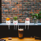 3 Pcs Cute Fake Plant Mini Potted Succulents with Hanging Leg White Pot Creative Artificial Succulent Plants in Funny Pot Faux Succulents for Home Office Shelf Desk Decor and Gift Choice