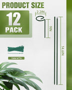 Joyhalo 12 Pack Plant Stakes, Adustable 36 Inch Plant Support Stakes, Flower Stakes with 24 Twist Ties, Garden Sticks for Plants Hibiscus, Sunflower, Red Hot Poker, Hydrangea, Tomato, Sapling Etc