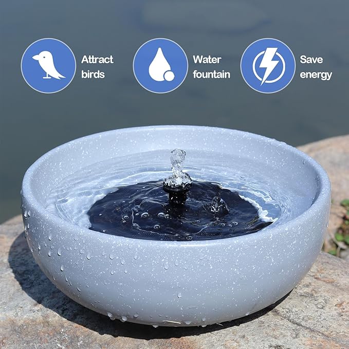 Solar Bird Bath,11.2" Solar Fountain birdbaths for Outdoors,Bird Bath Bubbler,for Garden Patio Terrace Decoration