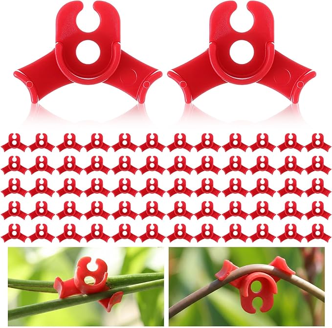 Nogeqi 60 Pcs Plant Training Clips, 90 Degrees Bud Clips, Low Stress Training Clip, Plastic Plant Bender Clip (Circle Style,Red)