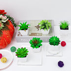 6pcs Mini Succulents Plants Artificial Indoor Decor Fake Succulent in Pots Small Faux Plastic Plant Greenery Modern Ornament for Office Desk Home Bedroom Windowsill Decoration