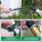 RESTMO Long Watering Wand, 24 Inches Gentle Soft Full Shower Sprayer Wand with Flow Control, Heavy Duty Metal Hose Wand for Hanging Baskets, Shrubs, Plants, Flowers, Garden and Lawn, Green