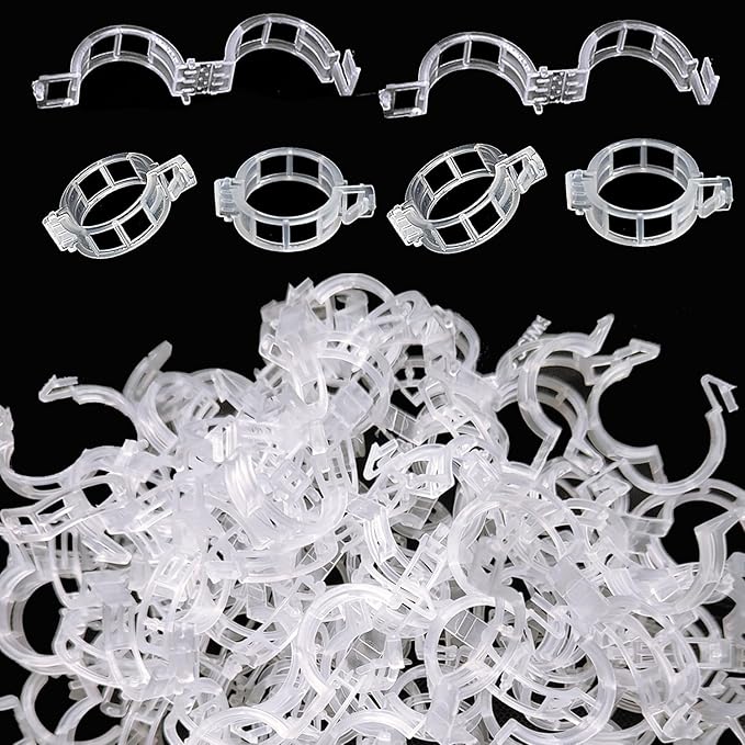 50pcs Plastic Support Clips - Tomato Clips for String Trellis, Grape Vine Clips for Garden Netting Climbing Plants, Secured Plastic Plant Clip for Fixing Stem and Vine (50, White)