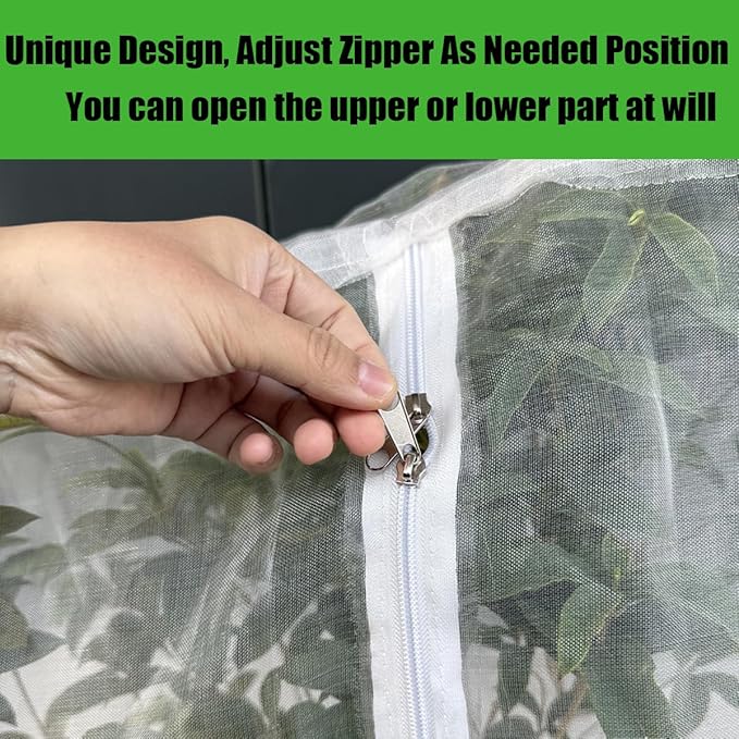 Gardtree 2PCS 2.4 x 4 FT Small Garden Plant Netting Covers with Double Zipper & Drawstring – Potted Plant Mesh Cover for Strawberries, Herbs & Flowers – Reusable Anti-Squirrel Barrier