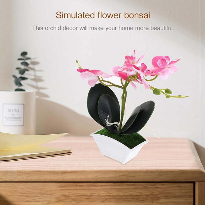 POPETPOP Artificial Potted Orchid Plant Miniature Faux Butterfly Orchid for Home Decor Wedding and Photography and Design Elegant