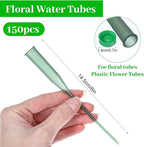 150 Pcs Floral Water Tubes with Rubber Caps Floral Picks Green 6 Inch Extendable Vials Fresh Stem Cut Flower Water Tubes Leak-Proof and Portable Arrangements Supplies for Flower Stem Florist Supply