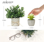 4 Pack Small Fake Plants in Pot for Home Decor, Artificial Plants Indoor, Small Faux Succulents Plants Indoor for Bathroom Bedroom Kitchen Office Farmhouse Room Shelf Decor