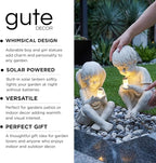 Large Garden Children Statues Light Up Firefly Jar Solar Powered | Set of 2 Figurines | Girl & Boy Garden Yard Art Décor, Indoor & Outdoor Ornament Gifts for Lawn, Patio , 7.5" W x11. 8”H Cream Gift