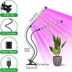RWNTAO LED Plant Grow Light with Flexible Gooseneck, Suitable for Indoor Plants, Full Spectrum Clip on Plant Growing Light with Red, Blue, Yellow Beads, 10 Brightness Levels, 3/9/12H Auto Timer