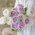 DUYONE Fake Flowers for Decoration Home Decor Artificial Flowers Austin Rose Peony Latex Fake Flower Living Room Decoration Vivid Pink Roses Peonies (Light Purple 4pcs)