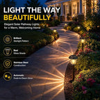 Solar Lights Outdoor, 6 Pack Metal Solar Pathway Lights, Heavy Duty Stainless Steel & Glass, Auto On/Off Waterproof Garden Lights for Driveway Landscape Walkway Yard Outdoor Decor (Warm White)
