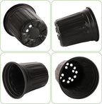 100 Pack 1 Gallon Flexible Plant Nursery Pots, Thickened Soft Plastic Plant Pots with 100Pcs Waterproof Plastic T-Type Plant Tags and 2Pcs/Set Transplanting Digging Mini Tools(Black)