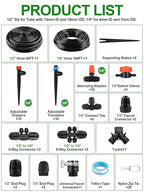 207FT Automatic Drip Irrigation Kits, Kalolary 1/4" 1/2" Adjustable Garden Watering System with 4/7mm 16mm Tube Drip Emitters Locked Fittings Drip Irrigation Parts System for Greenhouse Raised Beds