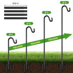 92" Heavy Duty Bird Feeder Pole, Height Adjustable Shepherds Hook for Outdoor - 5-Prong Bird Feeder Hanger, Rust-Proof Hanger for Plants, Wind Chimes, Hummingbird Feeders & Wedding Decor