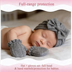 Newborn Baby Girl Hats Mittens Set Cotton Hospital Bow Hat Beanies Caps Gloves for New Born Girls 0-6 Months