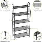 VyGrow 5 Tier Plant Stand Indoor Outdoor, Heavy Duty Plant Shelf, Metal Mesh Tall Plant Stands Holder Rack for Living Room Balcony and Garden, Black