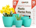 Planter Pots with Drainage Holes - Lightweight, Durable, and Space-Saving Pots for Indoor and Outdoor - Versatile Functionality, Simple Modern Design, Set of 20 Plastic Planter Pots - Aqua