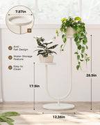 Bamworld Metal Plant Stand Indoor Corner Plant Stands 2 Tier Plant Shelf for Tall Plant Holder Black Plant Shelves for Living Room Bedroom Midcentury Modern Home Decor(White)