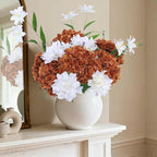 Coferset Fall Orange Hydrangea Artificial Flowers 3pcs Lifelike Faux Hydrangea Real Touch Fake Flowers for Home Wedding Christmas Office Party Living Room Decoration,22inch