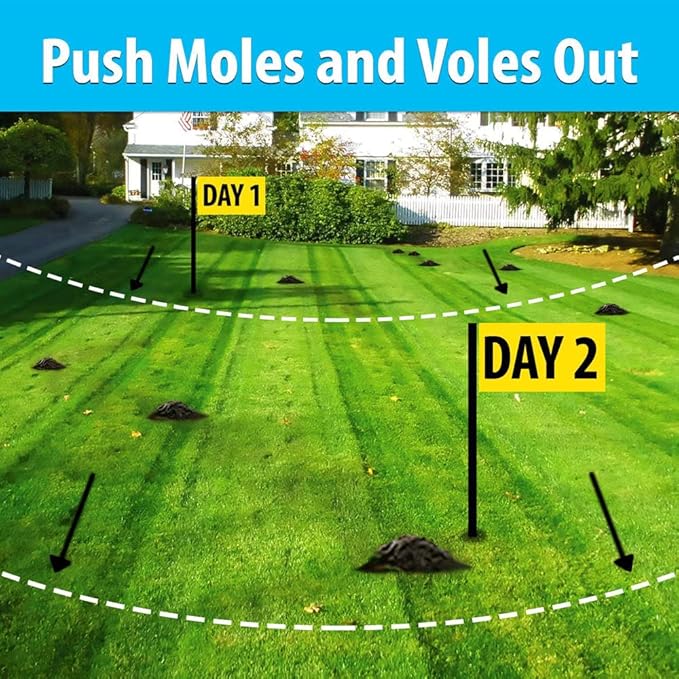 Nature's MACE Mole and Vole MACE, Mole Deterrent for Yard, Mole Repellent for Lawns, Keep Moles Out of Garden, Castor Oil Granules, Vole Repellent Outdoor, Plant & Pet Safe, 22 lb Bag, 17,600 Sq Ft