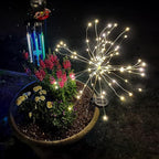 FOOING 4 Pcs Solar Garden Lights Solar Firework Lights, 480 LED Solar Powered String Light 2 Modes Twinkling Solar Lights for Garden, Wedding, Party, Patio(Warm White), 100182987