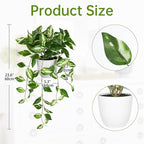 Briful Fake Plants Indoor Greenery Realistic Faux Trailing Plant Artificial Potted Plants in Black Pot White N' Joy Leaf Houseplant for Living Room Table Kitchen Counter Shelf