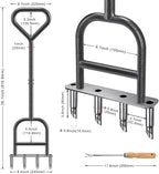 Dolibest Lawn Coring Aerator, Manual Lawn Aerator, 4 Stainless Steel Corer Plug Aerator with Triangular Handle, Pre-Assembled Manual Grass Aerating Tool & Cleaning Hand Tool for Improving Lawn Health