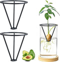 Bylion 2 Pcs Avocado Tree Growing Kits - Avocado Seed Starter Vase Rack - Seed Holders Metal Bracket for Home Office, Gardening Lovers Gift, Black (Without Jar)