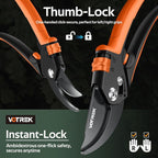 VOTREK® Pruning Shears, [Patented Stepless Handle Opening] - Garden Clippers with Ultra-Sharp SK5 Steel for Weak Hand, Bonsai Scissor Universal Fit for All Hand Sizes, Effortlessly Cut 1-Inch Branches