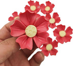 BTMIEY 10 PCS 3D Flower Ceramic Tiles,1.6" Handmade Procelain Ceramic Flowers for Artwork,Fish Tank,Vases,Living Room, Dining Table,Office, Home Floral Decor (Single-Flowered Red)