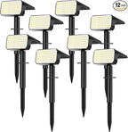 LANSOW Solar Spot Lights Outdoor Waterproof IP67, (8 Pack/90 LED/4 Modes) Solar Landscape Spotlights, 2-in-1 Solar Powered Flood Lights for Yard Garden Pathway Outside Tree, Auto ON/Off(Cool White)